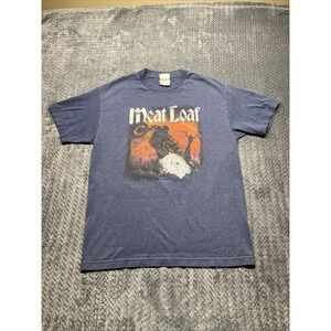 Vintage Meat Loaf Bat Out Of Hell 2003 World Tour T- Shirt Adult Size Large Blue